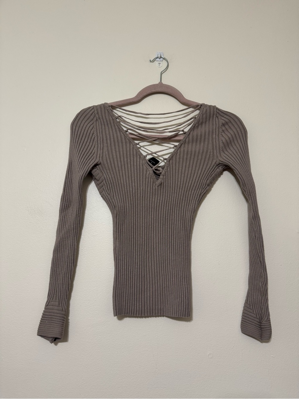 Y2K Moda International Ribbed Cross Back Sweater - Picture 4 of 4